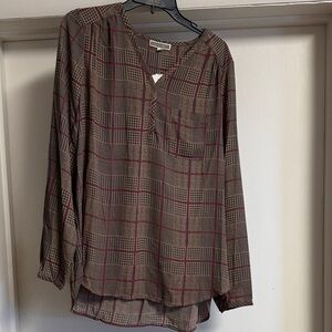 Pleione Plaid Blouse - Brown and Red